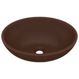 Luxury Basin Oval-shaped Matt Dark Brown 40x33 cm Ceramic 146929