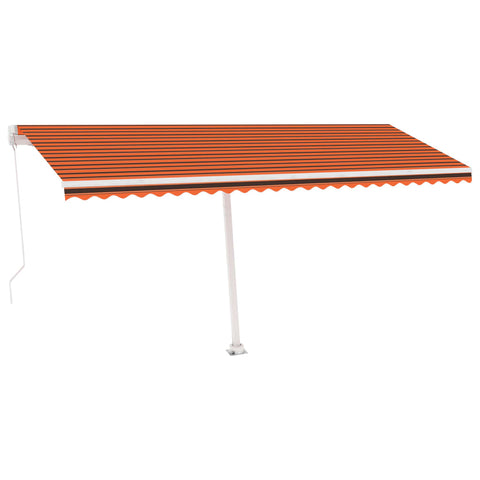 ZNTS Manual Retractable Awning with LED 500x300 cm Orange and Brown 3069585