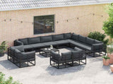 Garden Sofa Set with Cushion 13 pcs Black Aluminium 3378935