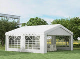 4m x 4m Marquee Party Tent, Heavy Duty Wedding Canopy with Sidewalls, Doors, Windows, Galvanised T3398P314774