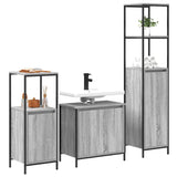 Bathroom Furniture Set with Shelf 3 pcs Grey Sonoma and Black 3328397