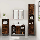 ZNTS 3 Piece Bathroom Furniture Set Smoked Oak Engineered Wood 3301032