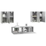 6 Piece TV Cabinet Set Concrete Grey Engineered Wood 3079099
