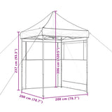 Foldable Party Tent Pop-Up with 2 Sidewalls Taupe 4004994