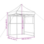 Foldable Party Tent Pop-Up with 2 Sidewalls Taupe 4004994