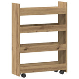 Narrow Storage Trolley 4 Tier Artisian Oak Engineered Wood 855267