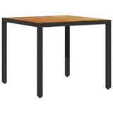 Garden Table with Acacia Wood Top Black 90x90x75 cm Poly Rattan 365529