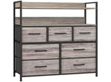 Rustic Chest of Seven Fabric Drawers - Grey Wood Effect T3398P330513