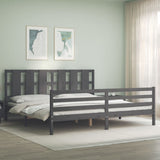 Bed Frame without Mattress Grey 200x200 cm Solid Wood 3194138