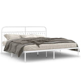 Metal Bed Frame without Mattress with Headboard White 193x203cm 376655