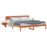 Bed Frame with Headboard Wax Brown 180 x 200 cm Solid Pine Wood 873438