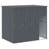 Dog House with Run Anthracite 214x661x181 cm Galvanised Steel 3189121