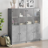 Bookcase with Doors Concrete Grey 136x37x142 cm Engineered Wood 3206527