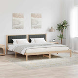 Bed Frame with Headboard Dark Grey 200 x 200 cm Solid Pine Wood 3394239