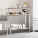Kitchen Work Table with Overshelf 110x55x120 cm Stainless Steel 3208896