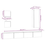 5 Piece TV Cabinet Set White Engineered Wood 3114446