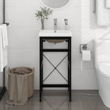 Bathroom Washbasin Frame with Built-in Basin Black Iron 3101388
