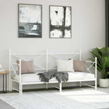 Daybed with Trundle without Mattress White 75x190 cm Steel 4104686
