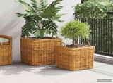 Planter Basket GENDT 2 pcs Natural Brown Kubu Rattan 42020970