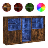 Sideboard with LED Lights Smoked Oak 162x37x100 cm 3209174