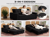Two-Seater Pull-Out Sofa Bed - Black T3398P551604