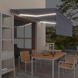 Manual Awning with Solar LED 4.5 x 3 m Blue and White Stripe 3069441