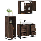 ZNTS 3 Piece Bathroom Furniture Set Brown Oak Engineered Wood 3300994