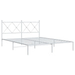Metal Bed Frame without Mattress with Headboard White 160x200cm 376554