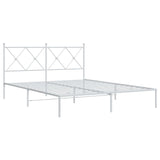 Metal Bed Frame without Mattress with Headboard White 160x200cm 376554