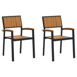 Stacking Chair 2 pcs Brown Solid Acacia Wood Stackable 4010626