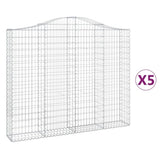 Arched Gabion Baskets 5 pcs 200x30x160/180 cm Galvanised Iron 3145496