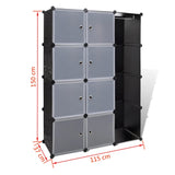 ZNTS Modular Cabinet 9 Compartments 109x36.5x143 cm Black and White 240497