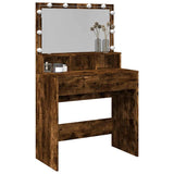 Dressing Table with LED Smoked Oak 80x41x134.5 cm 848189