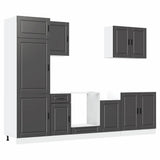 7 Piece Kitchen Cabinet Set Porto Black Engineered Wood 3314782