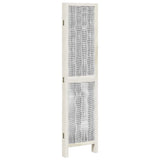 Room Divider 4 Panels White Solid Wood Paulownia 358673