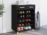 Shoe Cabinet Plain Black Oak 60 x 35 x 105 cm Engineered Wood 8004212