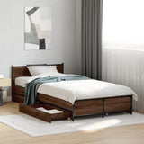 Bed Frame with Drawers without Mattress Brown Oak 75x190 cm Small Single 3279976