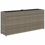 ZNTS Garden Planter with 2 Pots Grey 90x20x40 cm Poly Rattan 366409