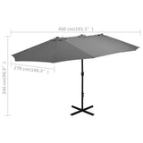 Garden Parasol Anthracite Polyester, Aluminium Extra Large 44869