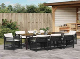 Garden Dining Set 9 pcs Black Poly Rattan 3380772