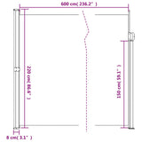 Retractable Side Awning Taupe 220x600 cm 4004574