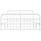 Bed Frame White Steel Double Bed Frame Rectangular 352648
