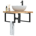 Basin Shelf Wall Mounted Steel and Solid Wood Acacia 3302877
