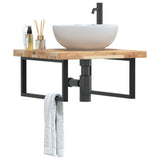 Basin Shelf Wall Mounted Steel and Solid Wood Acacia 3302877