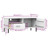 TV Cabinet with Metal Legs White Solid Wood Pine OSLO 351023