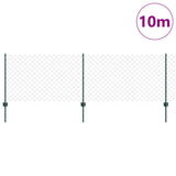 Chainlink Fence with Post 10 x 0.8 m PVC-Coated Steel Green 3336239