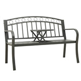 Garden Bench with Table Grey 120 cm Steel 319585