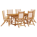 ZNTS 7 Piece Garden Dining Set Solid Wood Acacia and Textilene 3279283