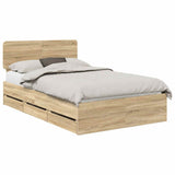 Bed Frame with Drawer Sonoma Oak 120 x 190 cm Engineered Wood 3412208