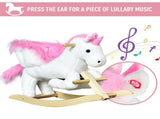 Kids Rocking Horse Unicorn Wooden Plush Ride On Chair Toy with Music 1.5-3 Years T3398P347997